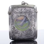 A Victorian Albo nickel silver alloy novelty Vesta case, with picture viewing panel and allover