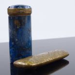 A Victorian blue marble Vesta case with brass mounts, and a Victorian electroplate Vesta case (2)