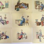19th century Chinese School, set of prints depicting the life of a Chinese lady, printed early