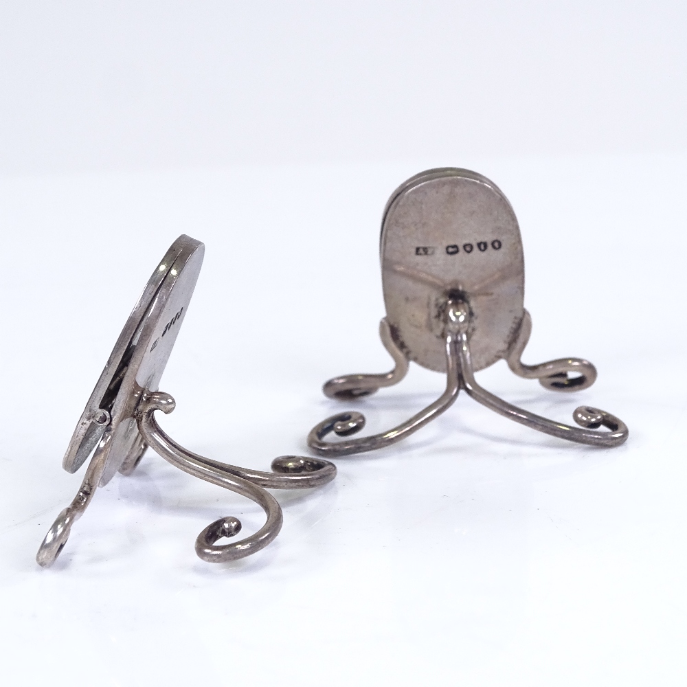 A pair of Victorian novelty silver Chinese ingot menu holders, by Alfred Fuller, hallmarks London - Image 3 of 4