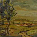 N Berghman, oil on board, expressionist landscape, signed, 20" x 23", framed Good condition