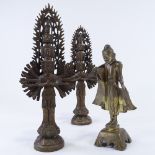 3 Indian/Chinese bronze deities, largest height 34cm (3)
