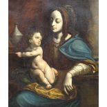 A 19th century oil on canvas, religious portrait composition, unsigned, 40" x 28", original gilt-