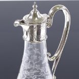 A good quality Victorian cut-glass and electroplate Claret jug, the body having fine wheel-cut