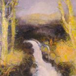 John O'Connor, oil on canvas, waterfall, Ettrick Forest, 30" x 40", framed Very good original