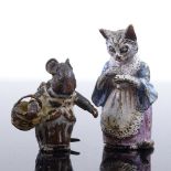 2 Austrian cold painted bronze Beatrix Potter characters, Tabitha Twitchit, height 4cm, and rabbit