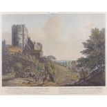 Jukes, hand coloured engraving, Lymne Castle, image 13" x 18.5", maple framed Good condition