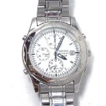 SEIKO - a stainless steel SQ50 quartz chronograph wristwatch, ref 7T32-7E00, white dial with steel