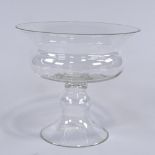 A large clear glass table centre bowl on foot, diameter 29cm, height 27cm Perfect condition