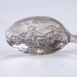 A late Victorian silver baby christening spoon, 'This Little Pig Went To Market' relief engraved