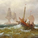 J Thornley, pair of 19th century marine oils on canvas, busy shipping scenes off the coast,