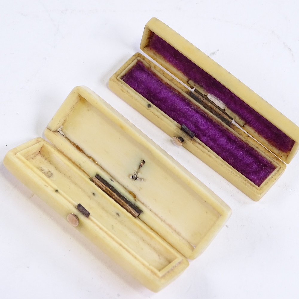 2 small Georgian ivory and gold inlaid toothpick cases, length 5.5cm - Image 2 of 3