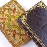 An Indian hand painted and gilded card case, length 9.5cm, and a leather and gilded card case in the