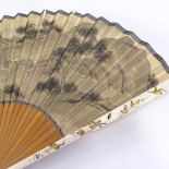 A Japanese Meiji Period ivory and Shibayama fan with gilded decoration, and double-sided printed