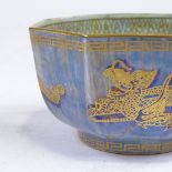 A Wedgwood dragon lustre octagonal bowl with gilded decoration, 10.5cm across Perfect condition