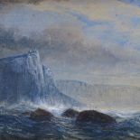 John Mather (1848 - 1916), coastal scene Dunstanborough, 8.5" x 16.5", framed Light foxing but no