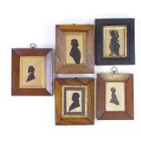 A group of 19th century hand painted silhouettes in original frames (5)