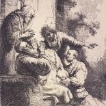 Rembrandt, engraving on laid paper, the beggar, signed in the plate, stamped verso for Rapilly