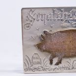 A Victorian novelty silver "scratch me" pig matchbox holder, engraved decoration, by Andrew Barrett,