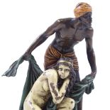 Bergman style cold painted bronze figure of a naked girl and Nubian slave, height 14cm