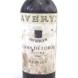 A bottle of Averys by Bristol, Cama De Lobos, Solera Madeira Vintage 1864
