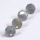 A set of 4 Victorian 9ct rose gold opal mother-of-pearl and white enamel dress buttons, button