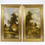 C Vickers, pair of oils on canvas, rural scenes, signed, 24" x 12", framed Very good condition, no