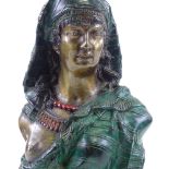A reproduction painted bronze Classical Egyptian style bust, height 33cm Good condition
