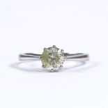 A 9ct white gold 0.95ct solitaire diamond ring, diamond weight calculated by measurements: