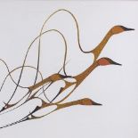 Benjamin Cheechee, colour print, abstract geese, 15.5" x 19.5", framed Good condition