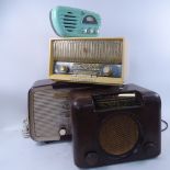 A Bush Bakelite-cased valve radio, a Murphy Bakelite-cased radio, a Philetta radio, and a modern