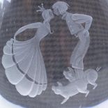 VICKE LINDSTRAND FOR KOSTA - a heavy mid-century Swedish etched clear glass Princess vase, etched