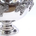 A large modern chrome plated pedestal punch bowl, relief grapevine decoration, diameter 38cm