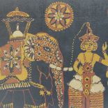 A modern Thai printed ceremonial procession textile, framed, overall length 136cm