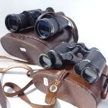 A pair of Carl Zeiss Vintage binoculars, and a pair of Pentax 10x50 binoculars, both leather-cased