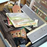 OO gauge model railway track and buildings (boxful)