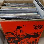 A box of LPs, including the Boomtown Rats and David Bowie