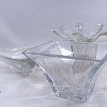 An Irina glass bowl with tulip design, height 14cm, an Art glass dish, and a vase with wavey rim