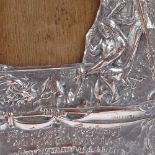 An Edwardian Native American Hiawatha silver plate-fronted photo frame, relief embossed