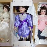 3 Ashton Drake Galleries Dolls, 55cm approx, and another boxed doll