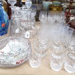 2 cut-glass decanters and stoppers, and various crystal glassware