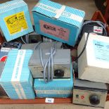 A group of model railway transformers and power units (boxful)