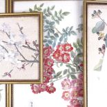 A group of 7 Oriental watercolour pictures on silk, floral studies, unsigned, framed (7)