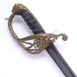 A 19th century military Infantry sword, hilt with George IV cypher and shagreen grip, blade length