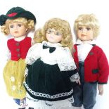 3 porcelain dolls, boxed