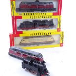 5 Fleischmann HO gauge model railway locomotives, all boxed