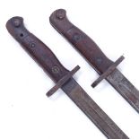 2 First War Period Wilkinson's 1907 pattern sword bayonets, 1 in original leather scabbard, blade