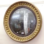 19th century giltwood convex wall mirror, W65cm