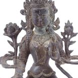 A Chinese bronze seated Buddha figure, on double lotus base, height 21cm