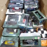 A collection of diecast model mini cars, mainly boxed (boxful)